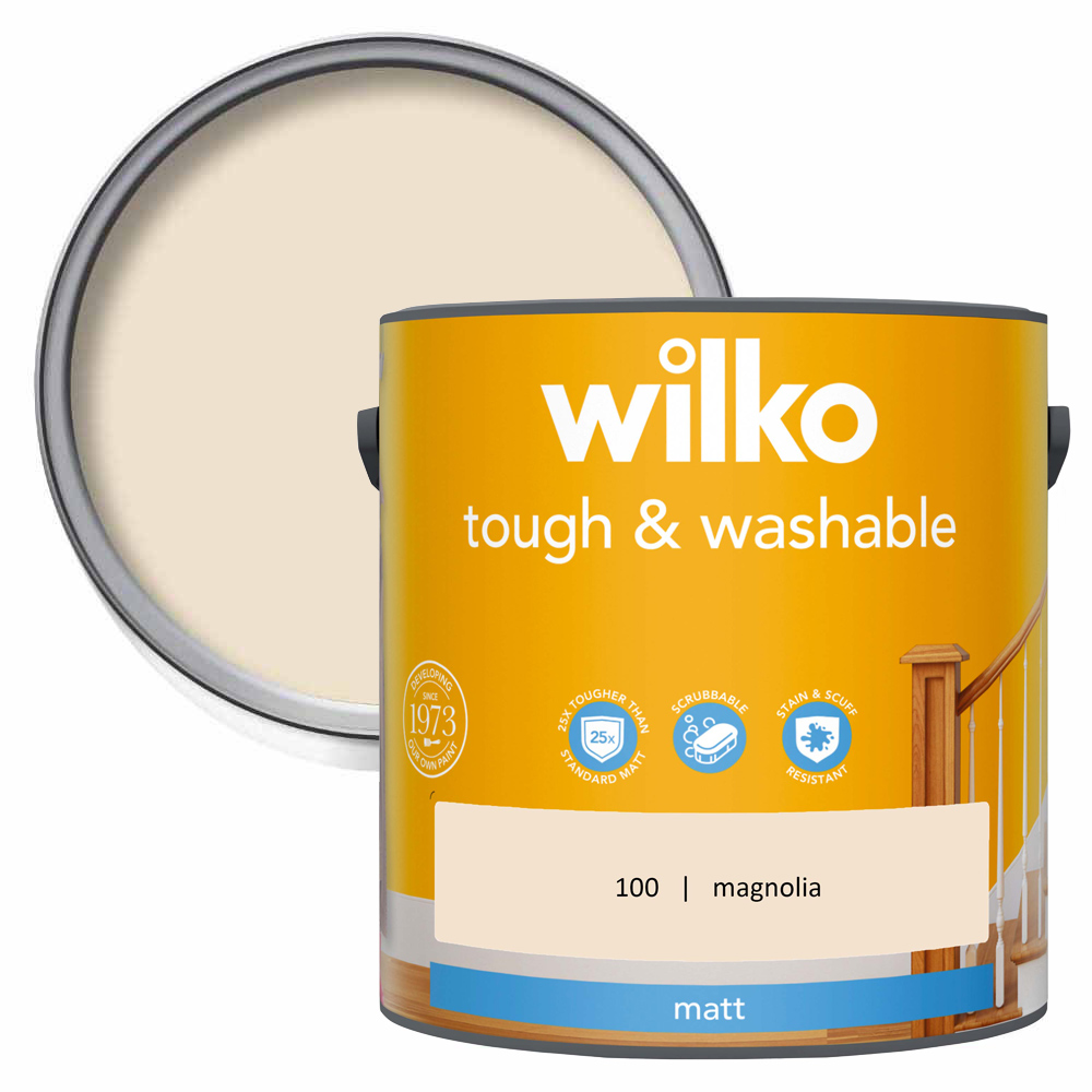 Wilko Tough & Washable Magnolia Matt Emulsion Paint 2.5L Image 1