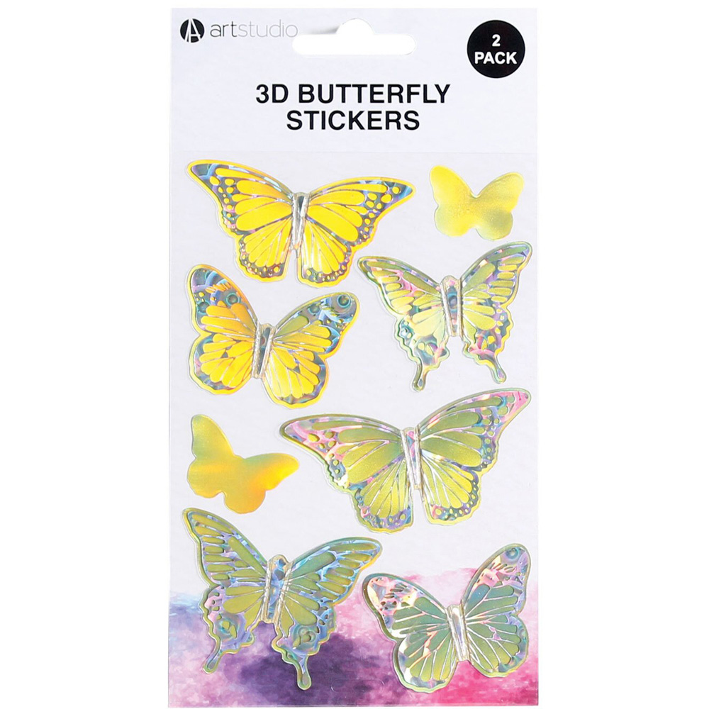Art Studio Colourful 3D Butterfly Stickers - Gold/Silver Image