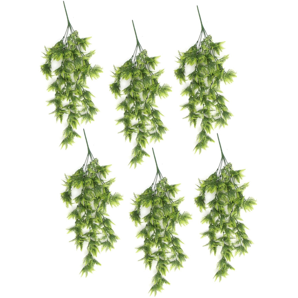Leaf Boston Fern Hanging UV and Fire Resistant Artificial Plant 75cm 6 Pack Image 1