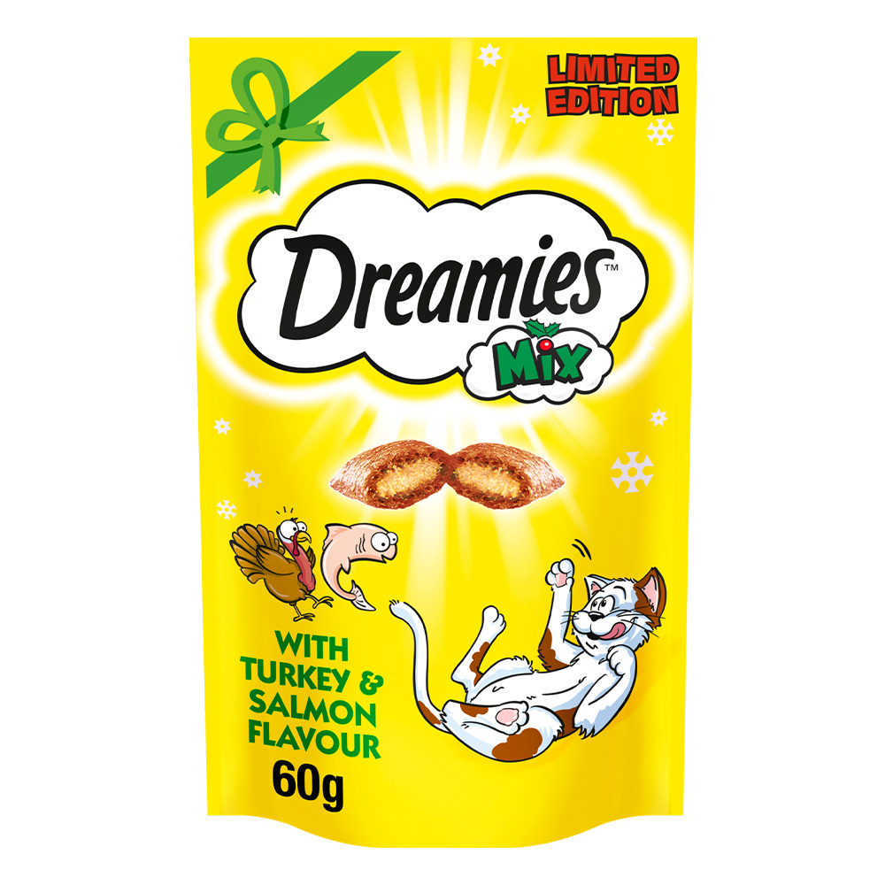 Dreamies Mix Cat Treat Biscuits with Turkey and Salmon Flavour 60g Image 1