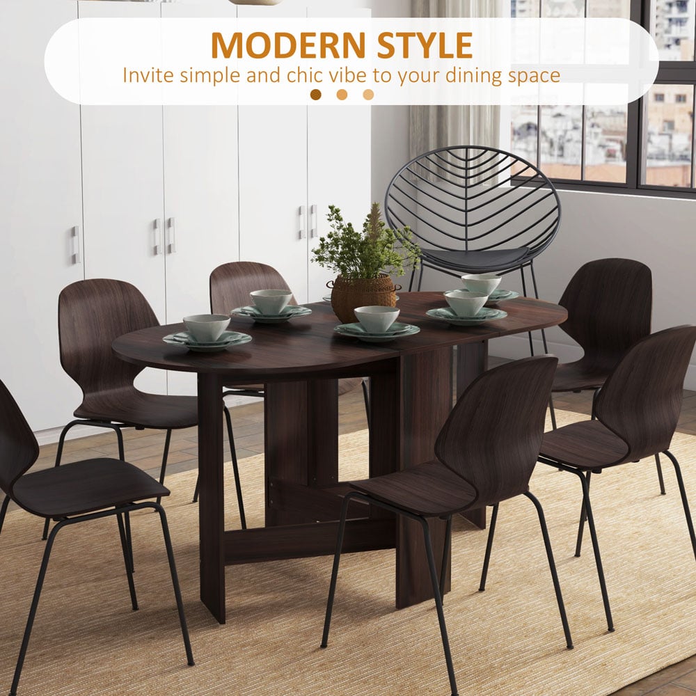 HOMCOM 6 Seater Oval Chocolate Wooden Effect Dining Table Image 5