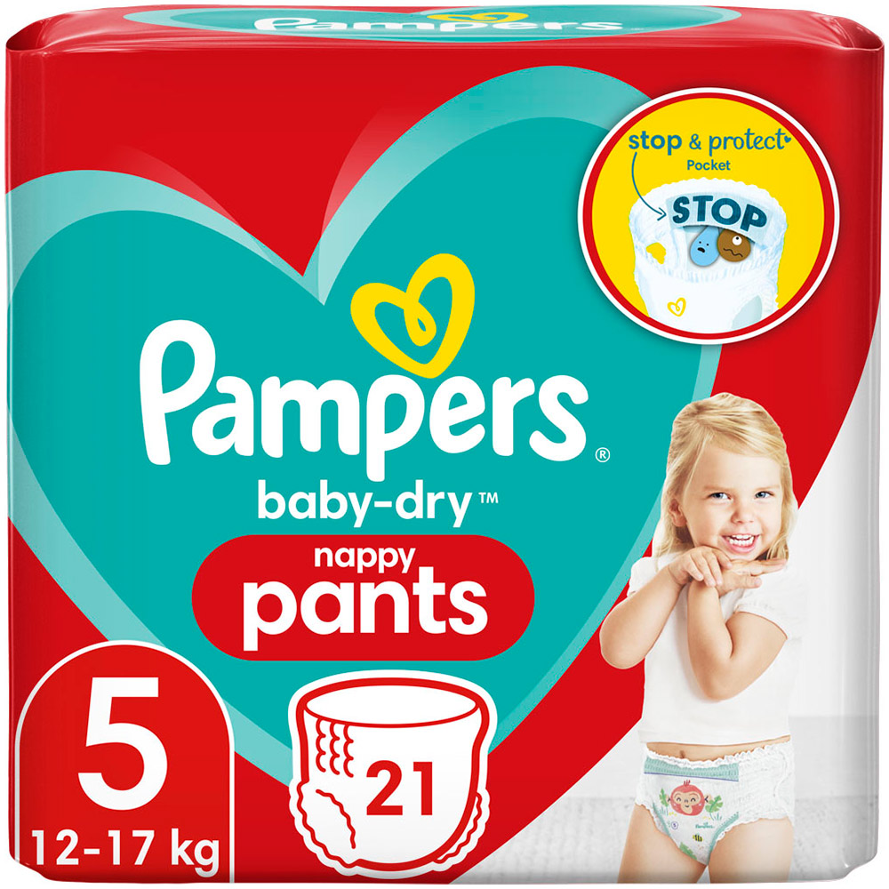Pampers Baby Dry Nappy Pants Size 5 x 21 Pack Image 1