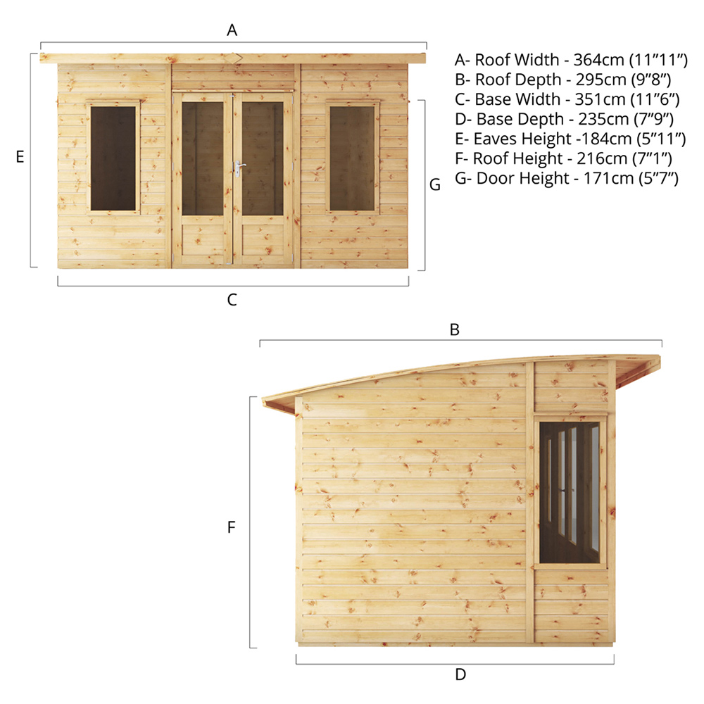 Mercia Helios 12 x 8ft Double Door Premium Shiplap Traditional Summerhouse Image 8
