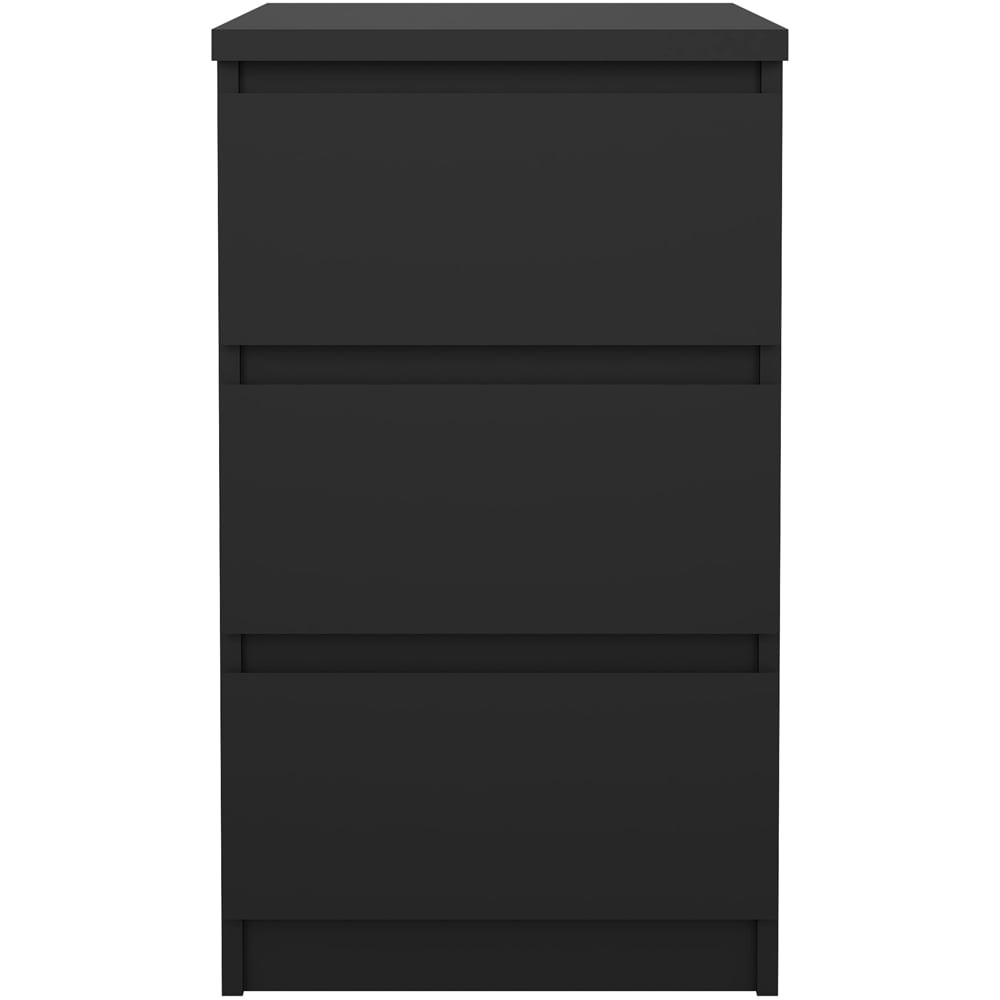 Florence 3 Drawer Matt Black Bedside Table Image 3