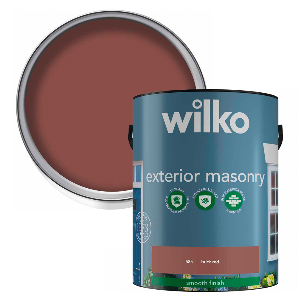 Wilko Brick Red Smooth Masonry Paint 5L Image 1