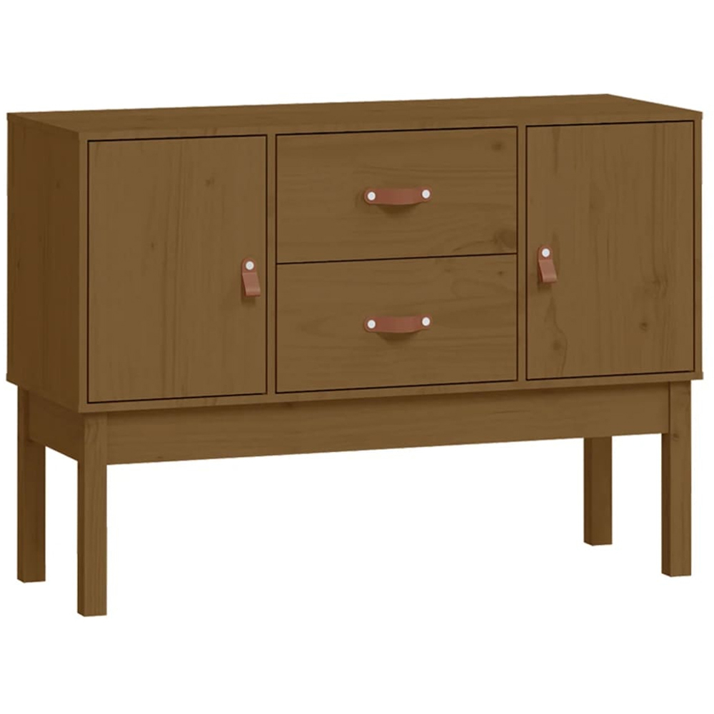 vidaXL 2 Door 2 Drawer Honey Brown Solid Wood Pine Sideboard Image 2