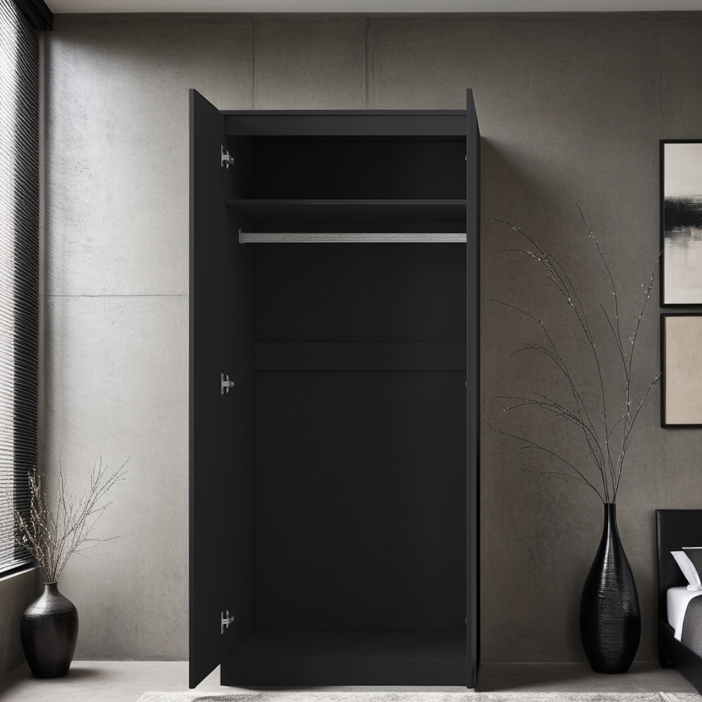 FWStyle Stora 2 Door Black Gloss Wardrobe Image 4