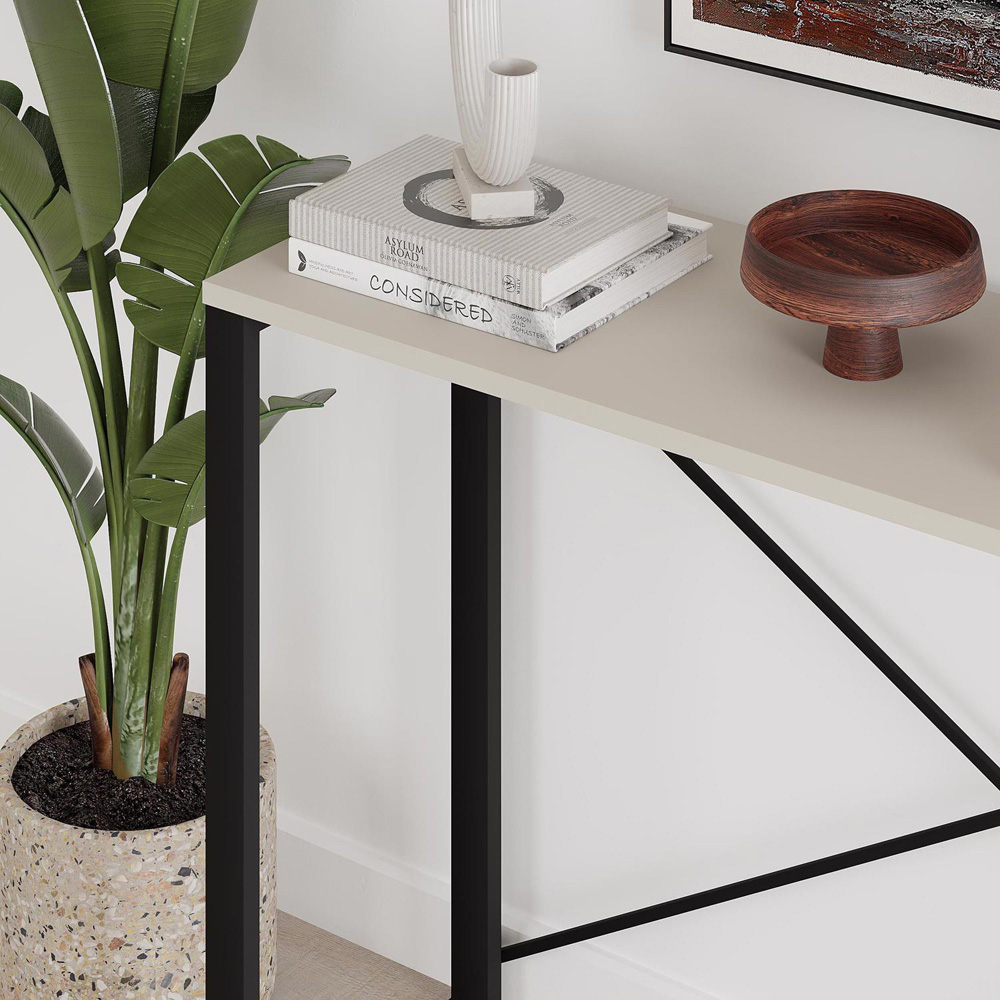 FWStyle Archie Sandstone and Black X-Frame Metal Legs Console Table Image 4