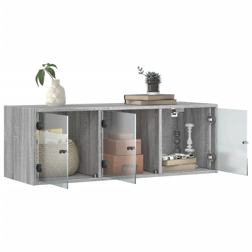 vidaXL 3 Door Grey Sonoma Glass Wall Cabinet Image 5