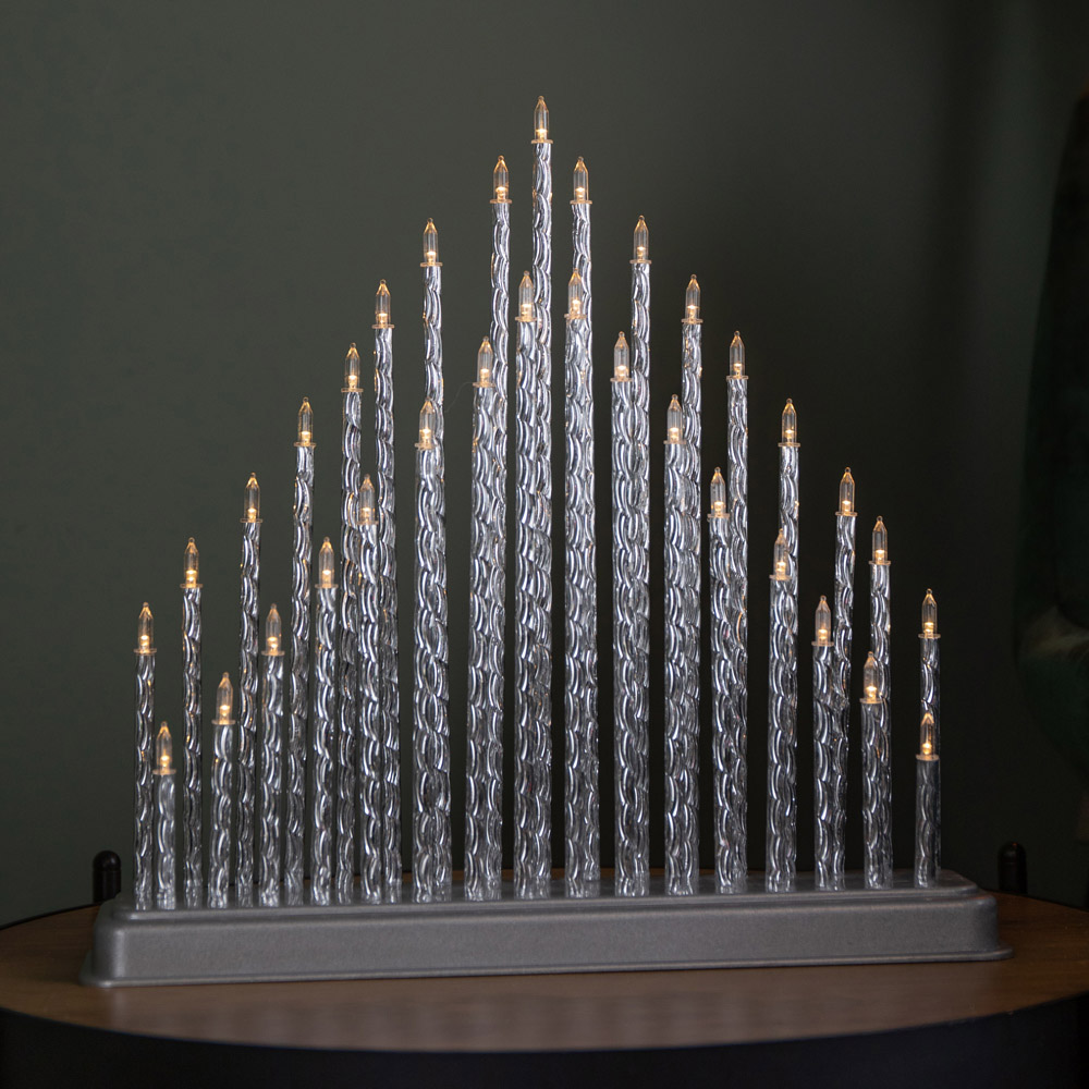 Samuel Alexander 33 Warm White LED Silver Light Up Christmas Candle Bridge 33cm Image 3