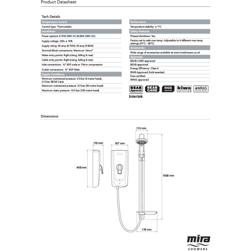 Mira Advance Flex Extra Shower 8.7kW Image 3