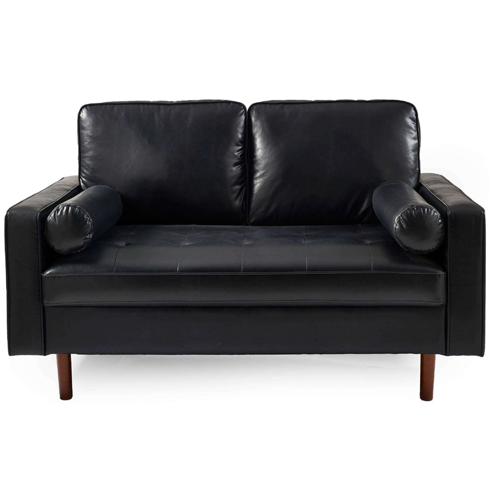 Julian Bowen Henley 2 Seater Black Faux Leather Sofa Image 3