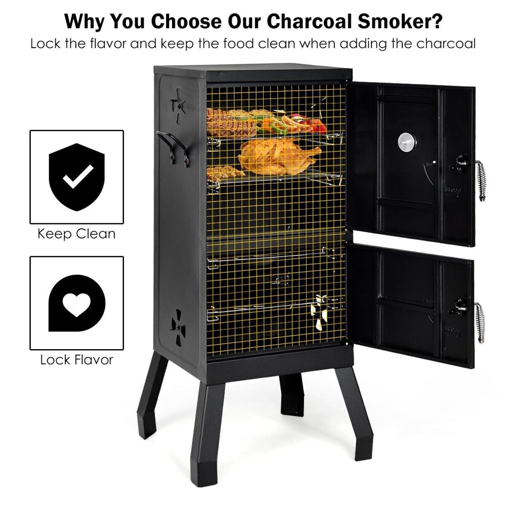 Costway NP10016 2 Layer Vertical Charcoal Smoker Oven Image 6