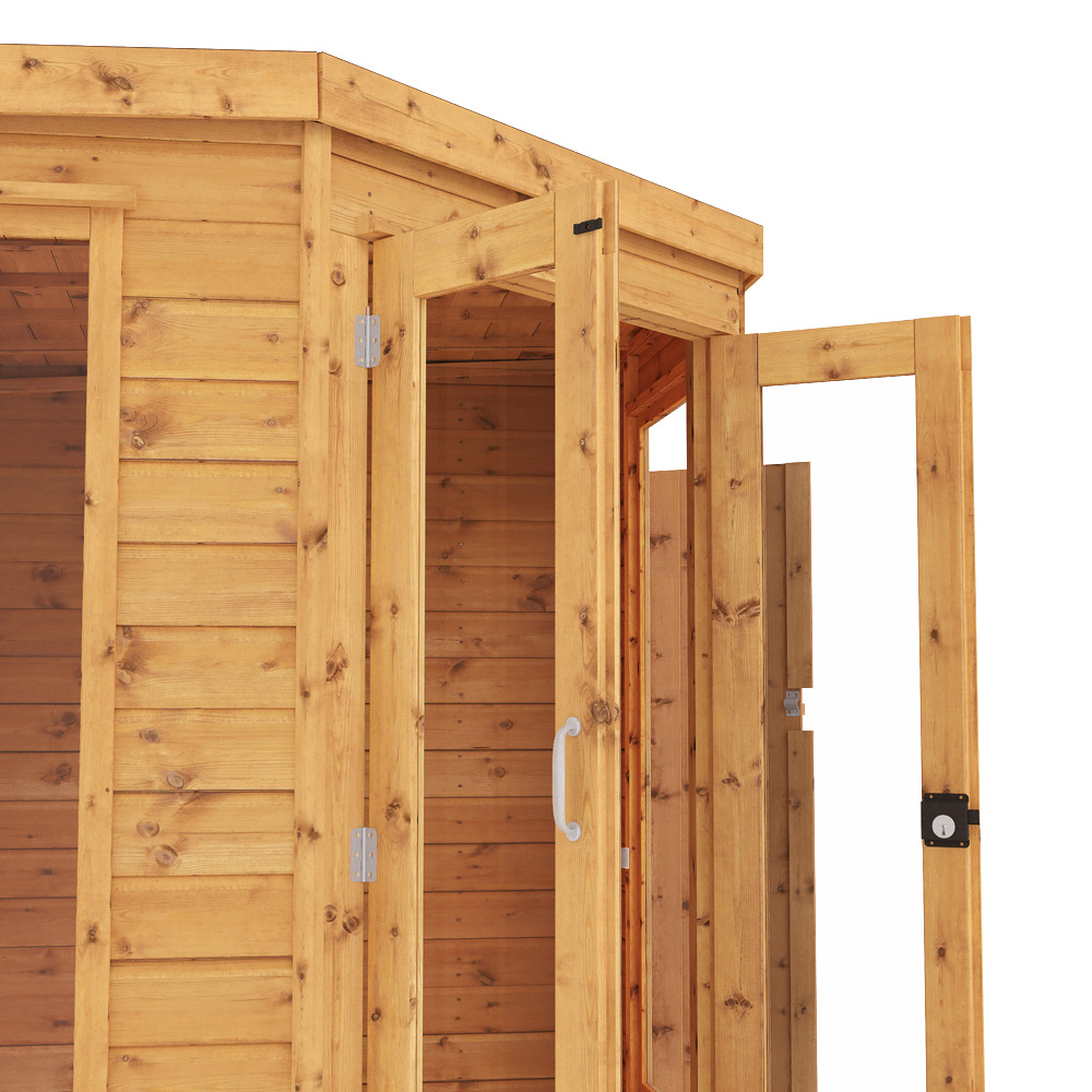 Mercia 7 x 7ft Double Door Shiplap Corner Summerhouse with Side Shed Image 5