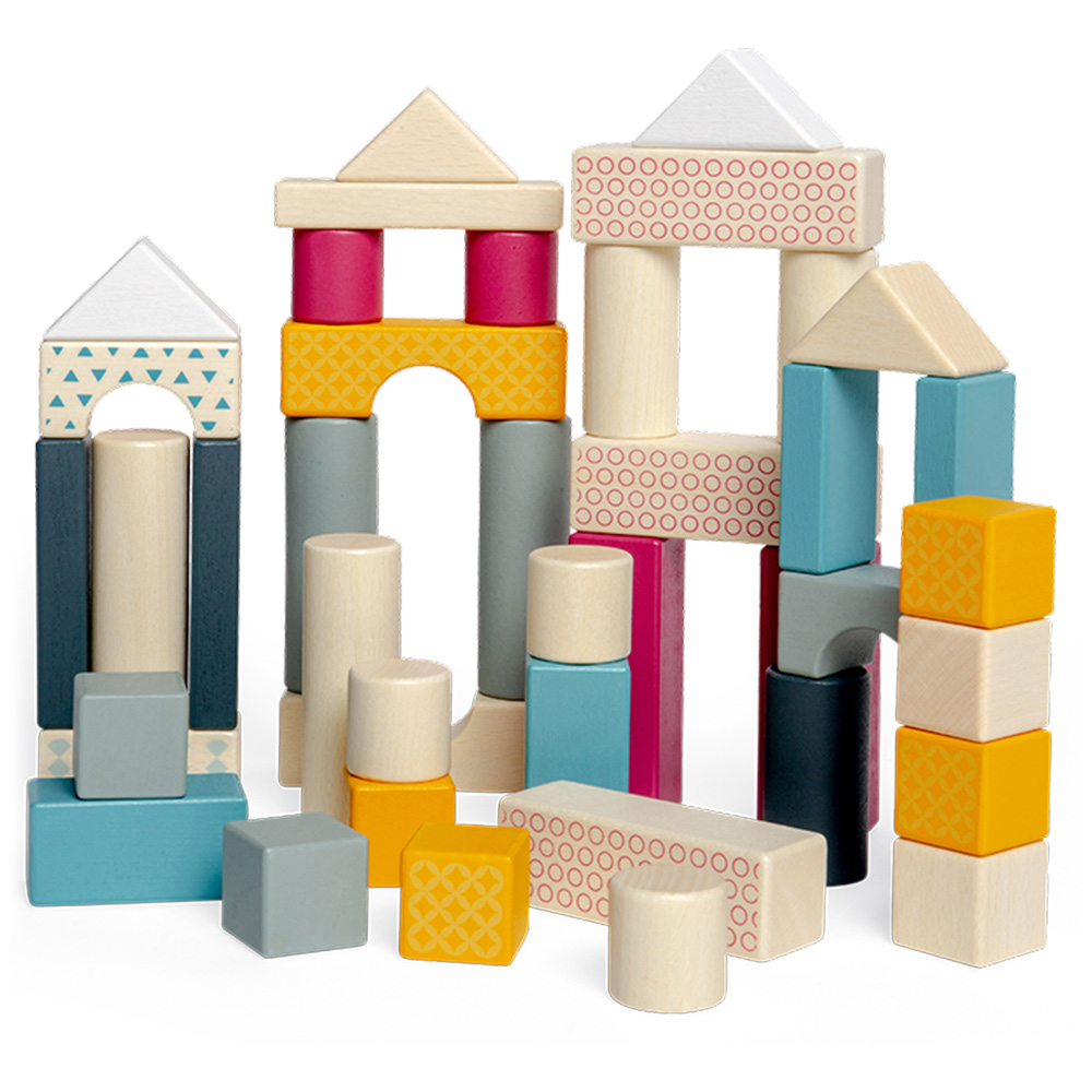 Bigjigs Toys Drum of 50 Wooden Blocks Multicolour Image 3