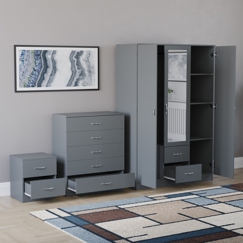 VIDA DESIGNS Riano Grey 3 Piece Bedroom Furniture Set Image 4