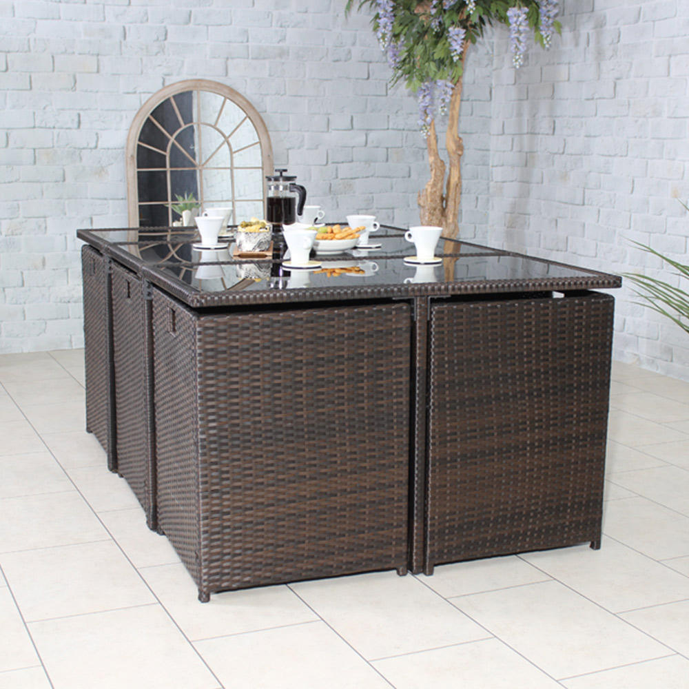 Royalcraft Cannes 10 Seater Cube Dining Set Brown Image 9