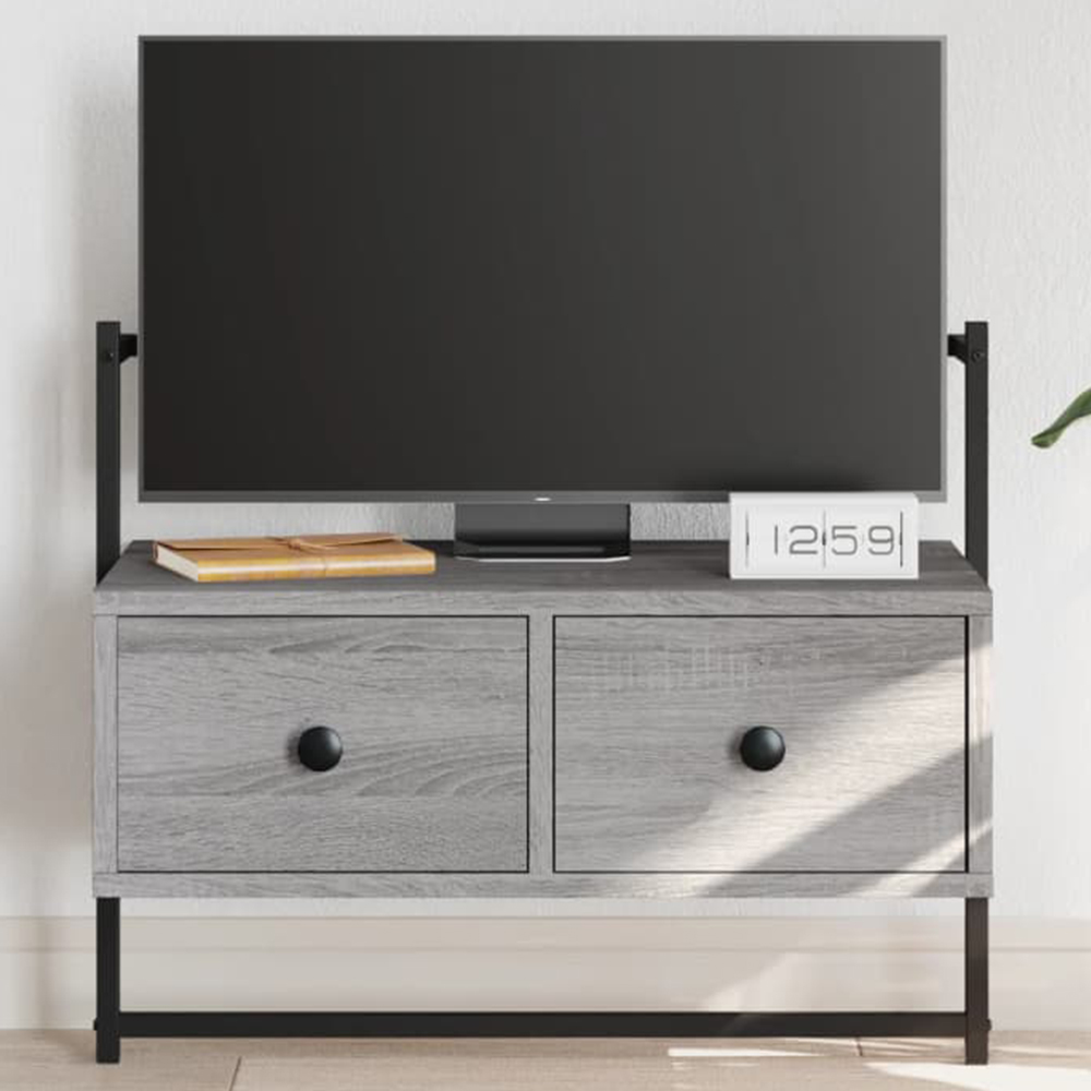 vidaXL 2 Drawer Grey Sonoma Wall Mounted TV Cabinet Image 1