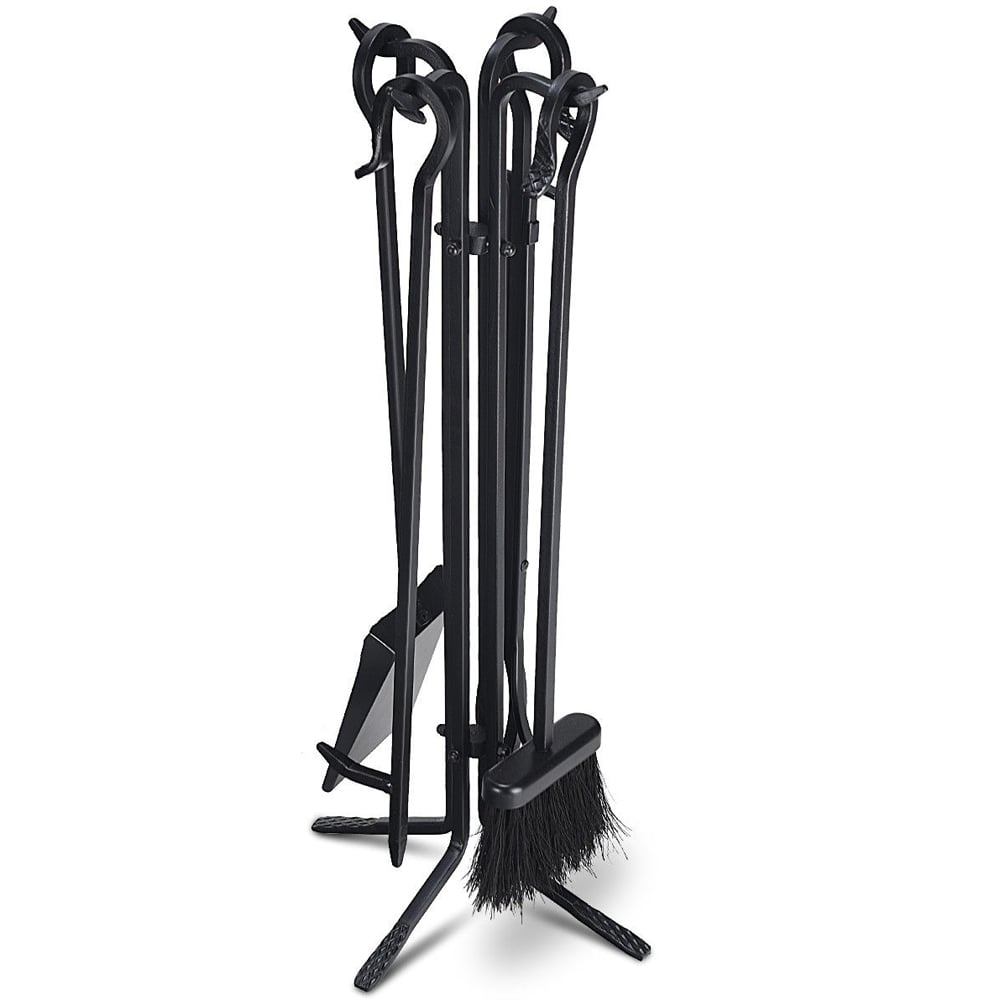Costway 5 Piece Black Traditional Fire Companion Set Image 4