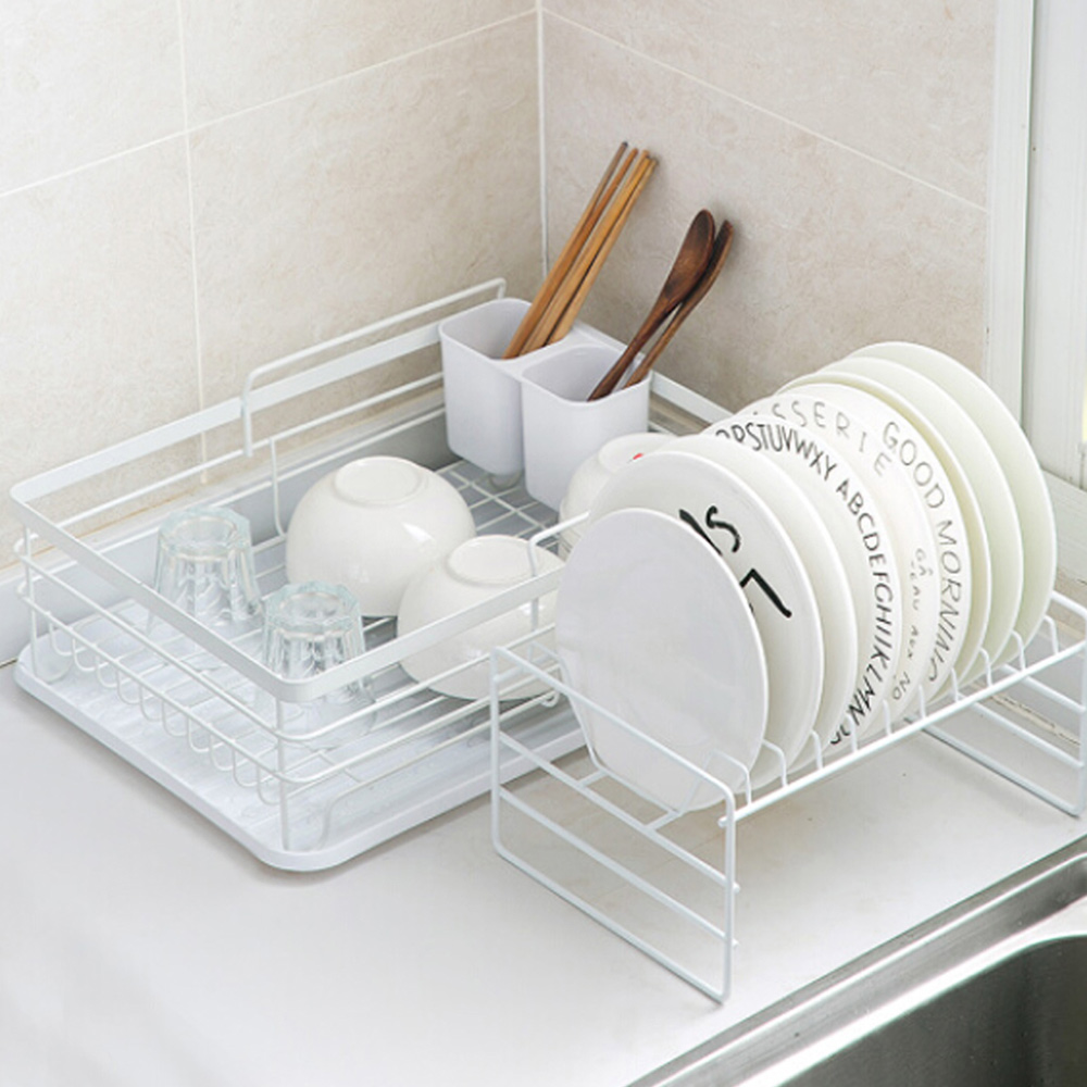 Living And Home WH0779 White Metal 2 Tier Dish Drainer