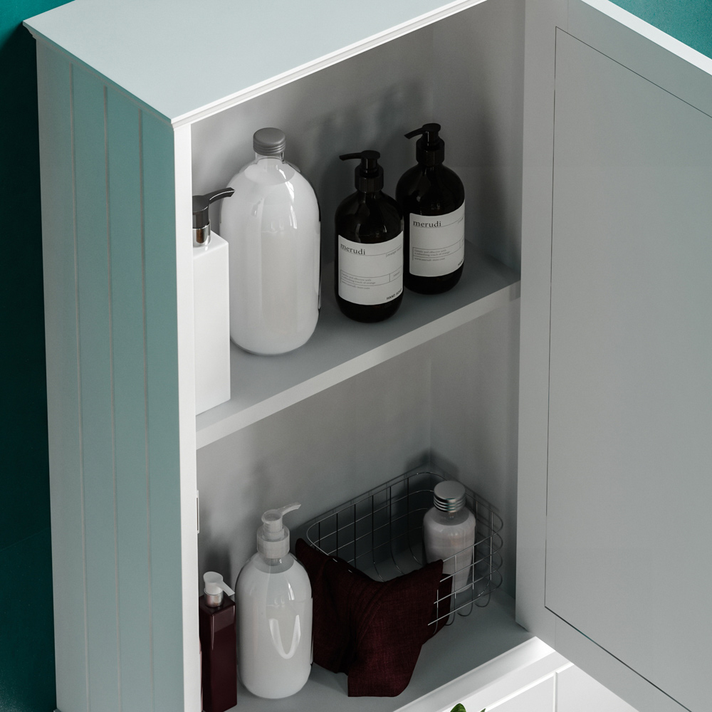 Bath Vida Priano White Single Door Mirror Bathroom Cabinet Image 4