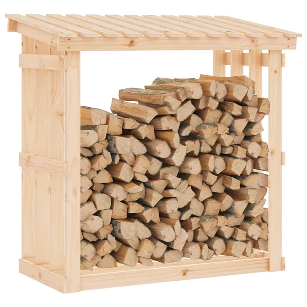 vidaXL Natural Pine Wood Firewood Log Holder 109 x 108 x 64.5cm Image 3