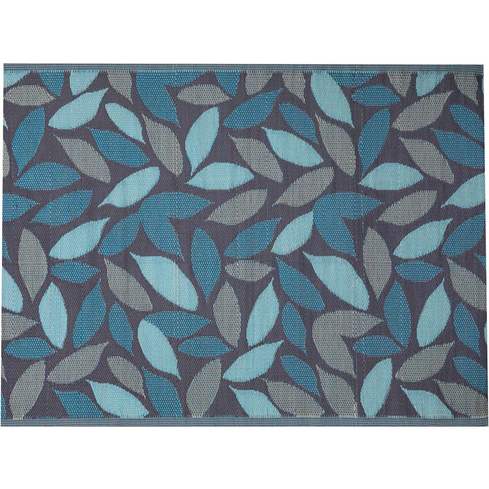 Samuel Alexander Blue Flora Leaves Outdoor Rug Mat 150 x 210cm Image 9