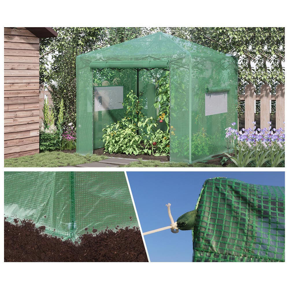 Outsunny Green PE 5.9 x 7.8ft Roll-Up Greenhouse Image 5