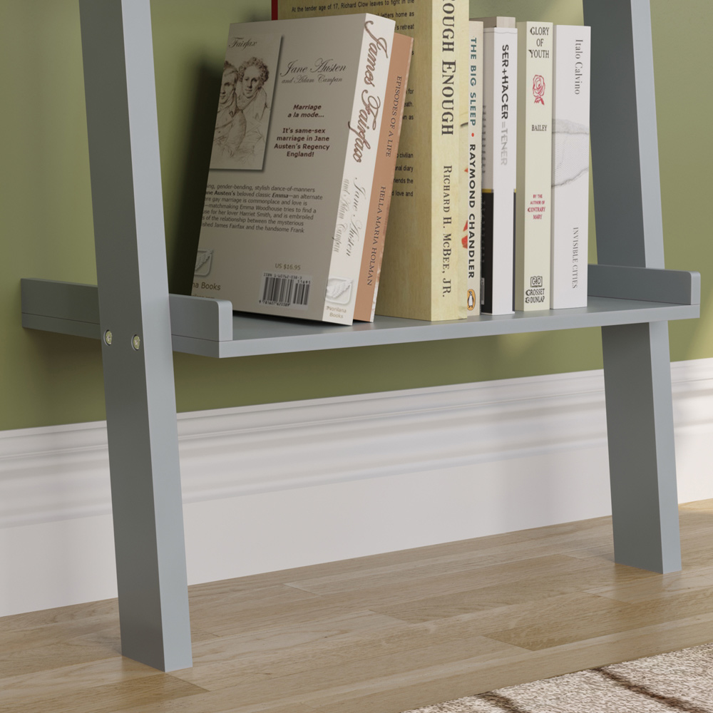 Vida Designs York 3 Shelf Grey Ladder Bookcase Image 5