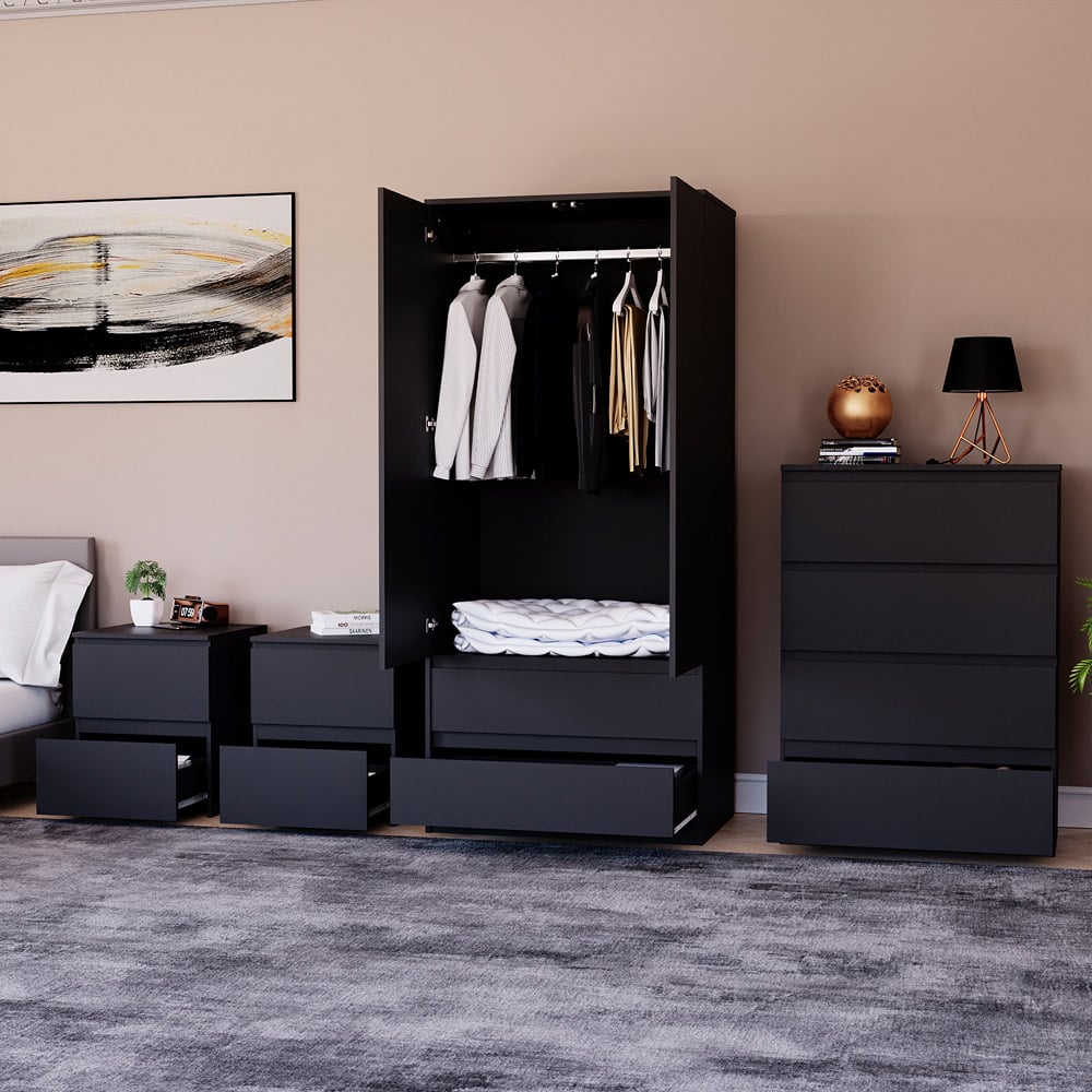 Denver Black 4 Piece Bedroom Furniture Set Image 3