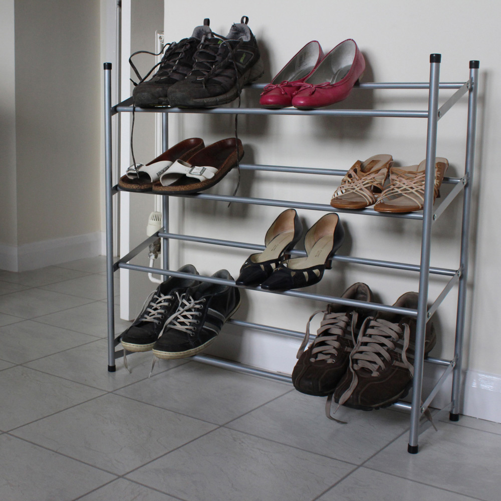 JVL 4 Tier Shoe Rack Grey Image 2