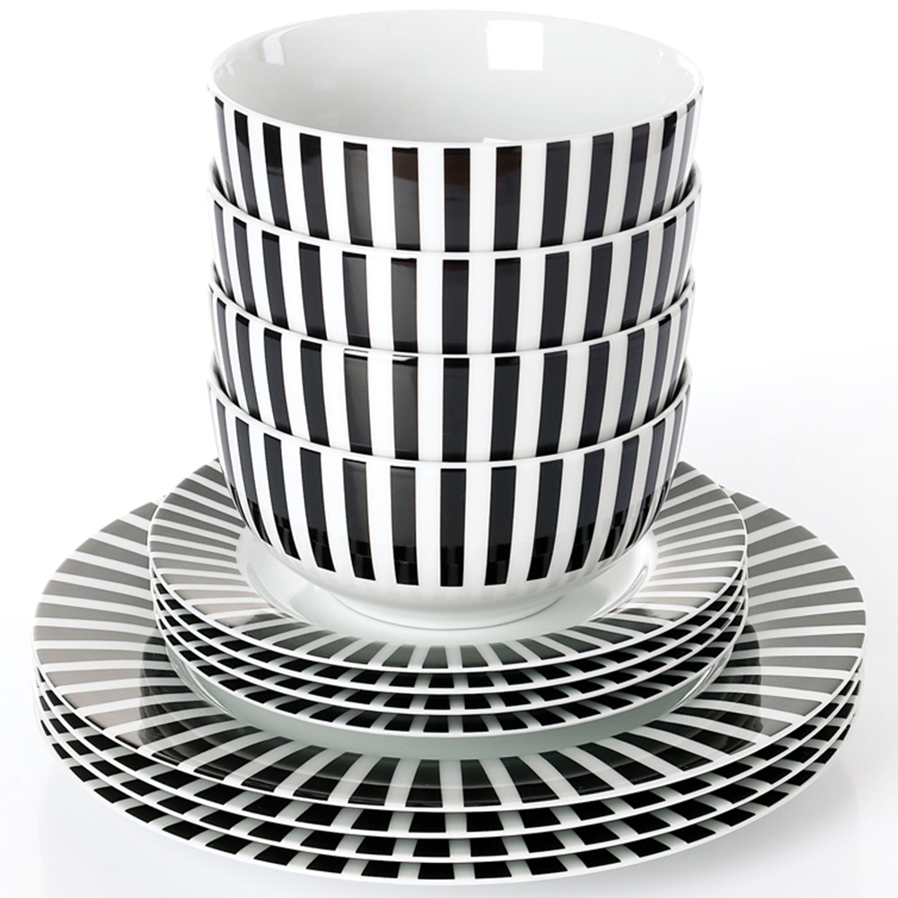 Waterside Black Stripe 12 Piece Dinner Set Image 3