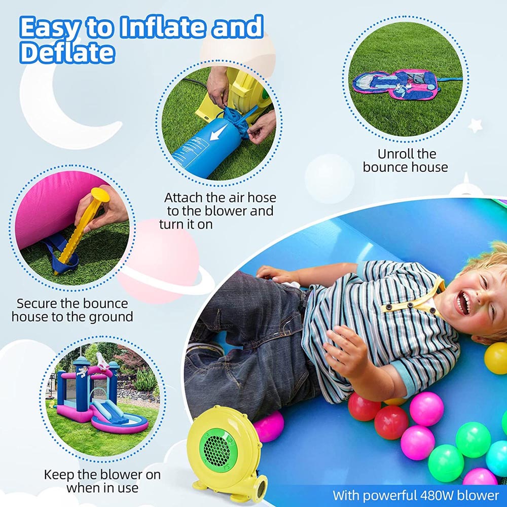 Costway Inflatable Bounce House with Blower and Carry Bag Image 7