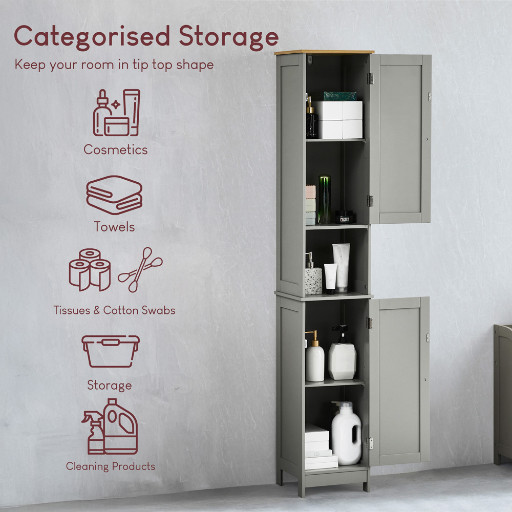 BATH VIDA 2 Door Grey Tall Floor Cabinet Image 5