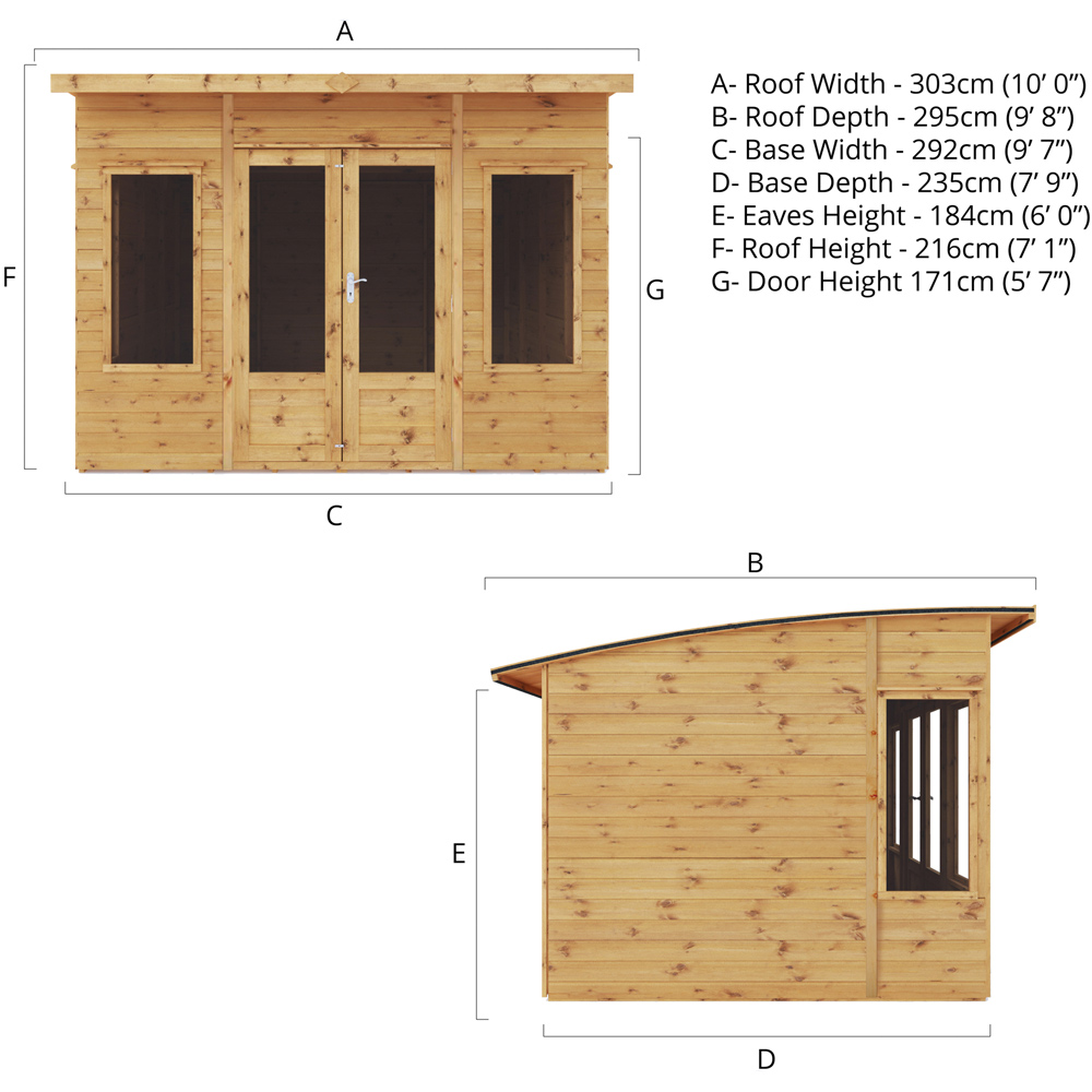 Mercia Helios 10 x 8ft Double Door Premium Shiplap Traditional Summerhouse Image 8