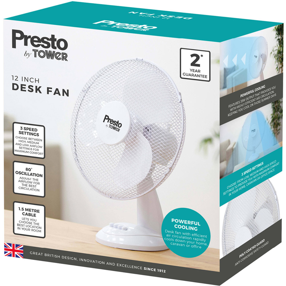 Tower Presto White Desk Fan 12 inch Image 2