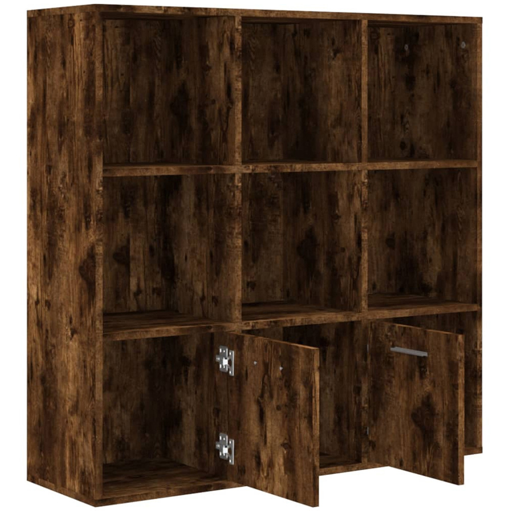 vidaXL 2 Door 7 Shelf Smoked Oak Bookcase Image 6