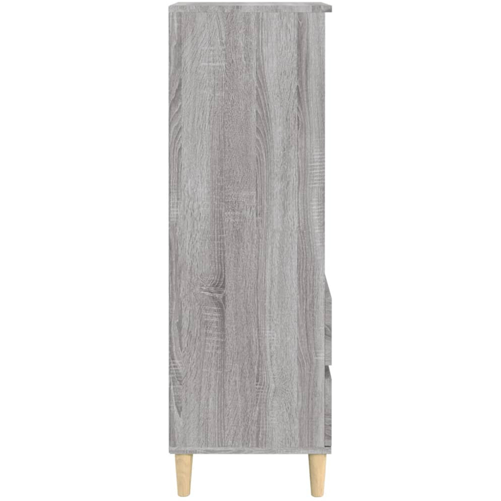 vidaXL 2 Drawer 3 Open Shelf Grey Sonoma Highboard with Wooden Legs Image 5