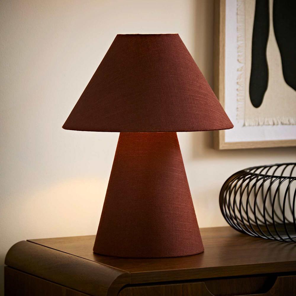 ValueLights Gigi Brown Tapered Full Fabric Conical Shade Table Lamp with Bulb Image 6