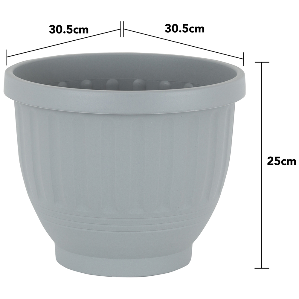Wham Etruscan Soft Grey Round Recycled Plastic Planter 30.5cm 4 Pack Image 4