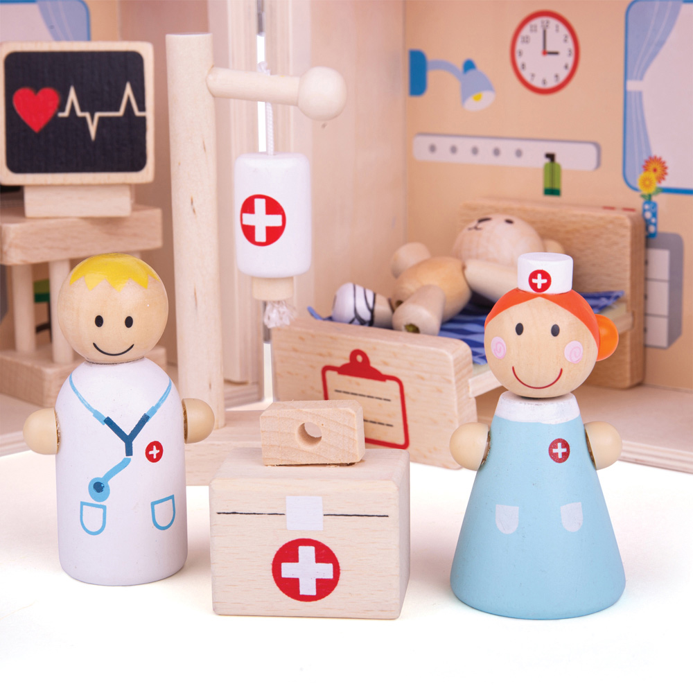 Bigjigs Toys Kids Wooden Hospital Playset Image 4