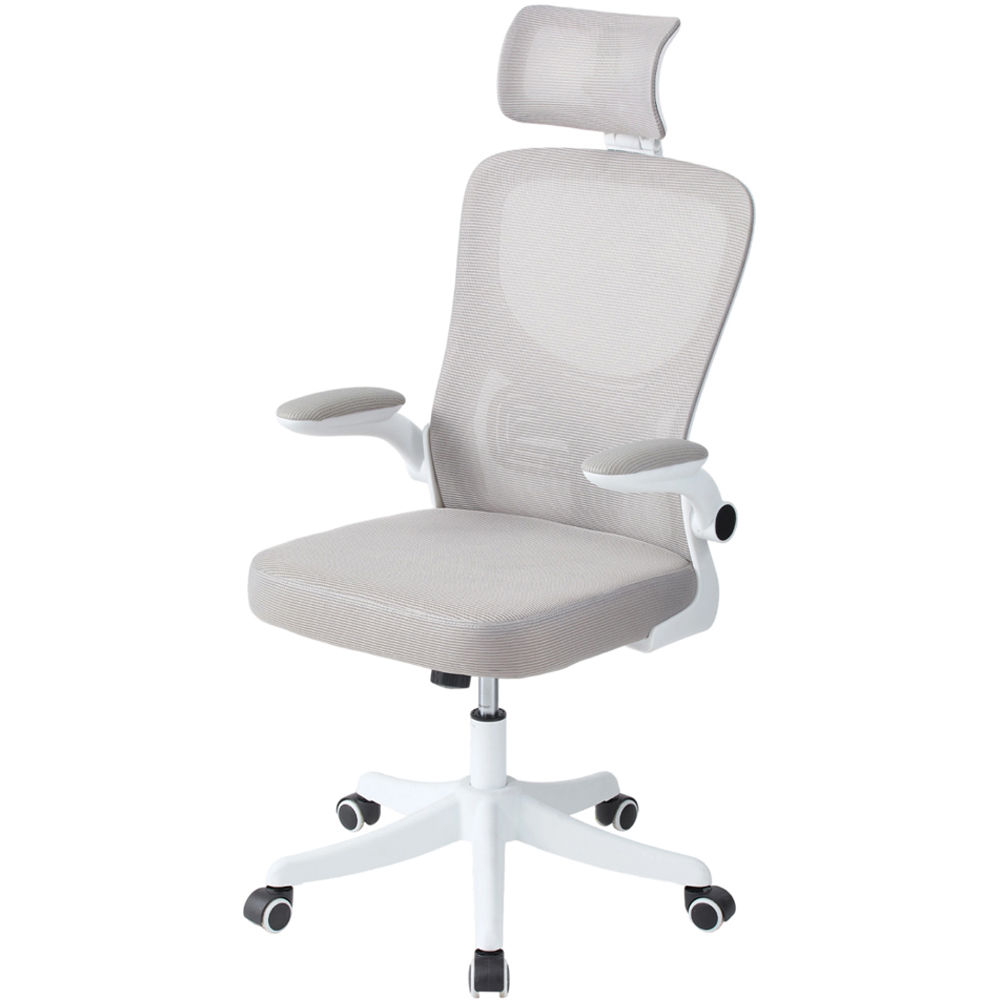 Living and Home White and Grey Mesh Swivel and Adjustable Office Chair Image 2