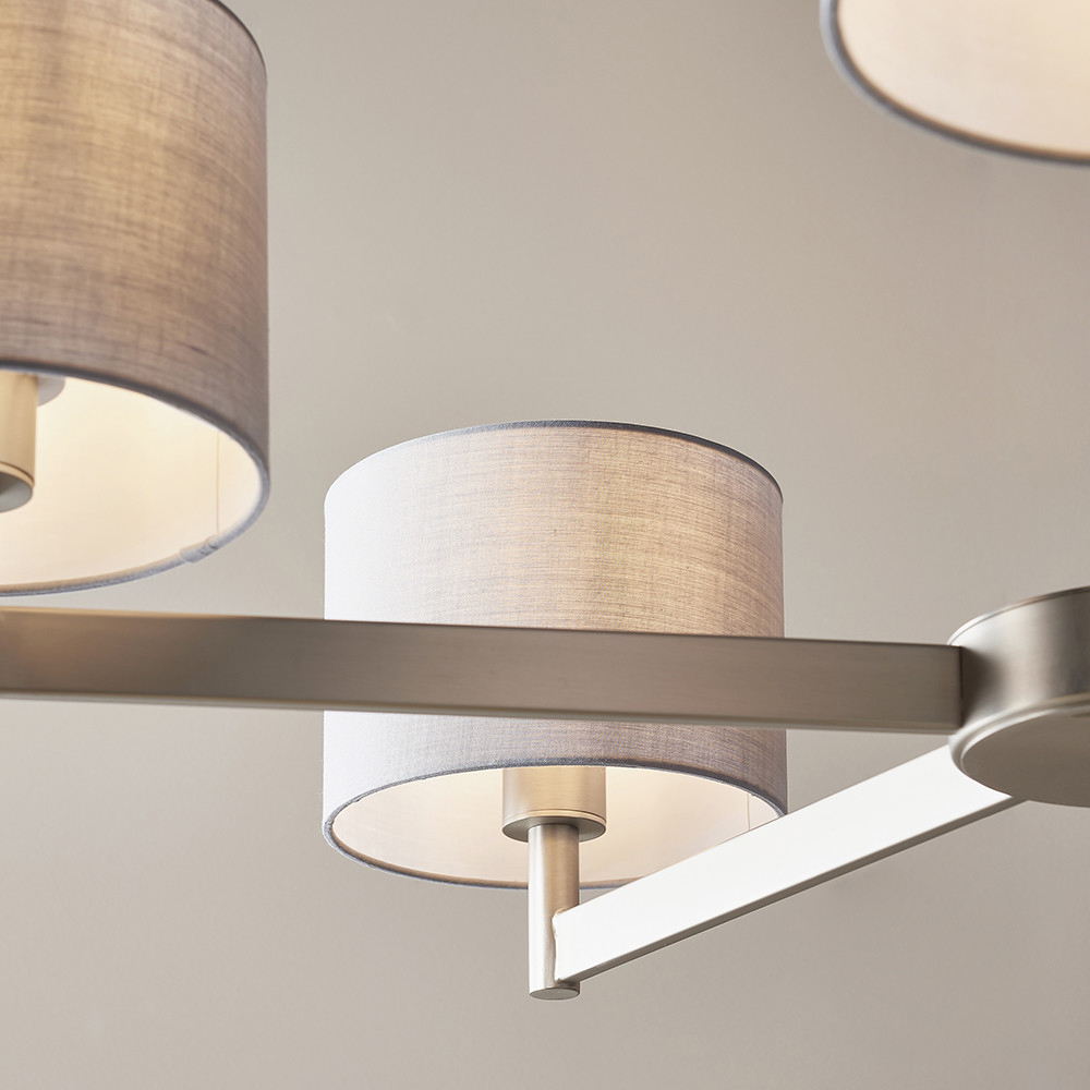 Merano Cortino Grey and Matt Nickel 5 Light Ceiling Pendant Light Image 6