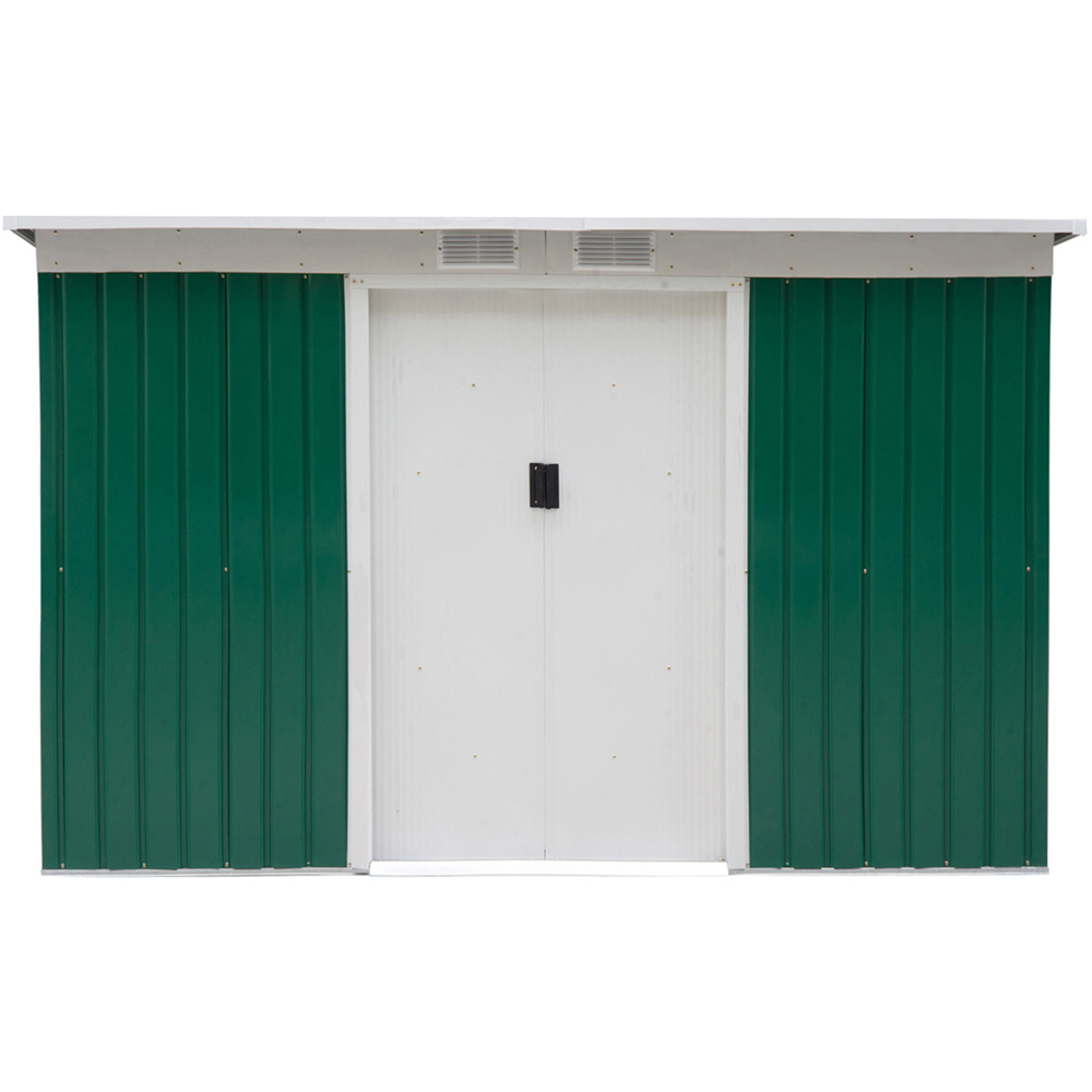 Outsunny 9 x 4.25ft Double Door Metal Storage Shed with Floor Foundation Image 3