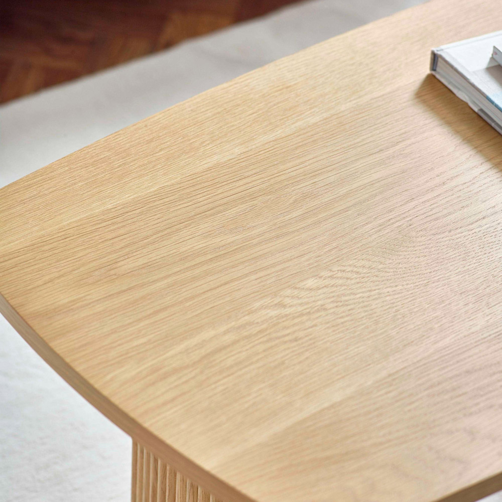 Julian Bowen Louis Light Oak Effect Fluted Compact Coffee Table Image 6