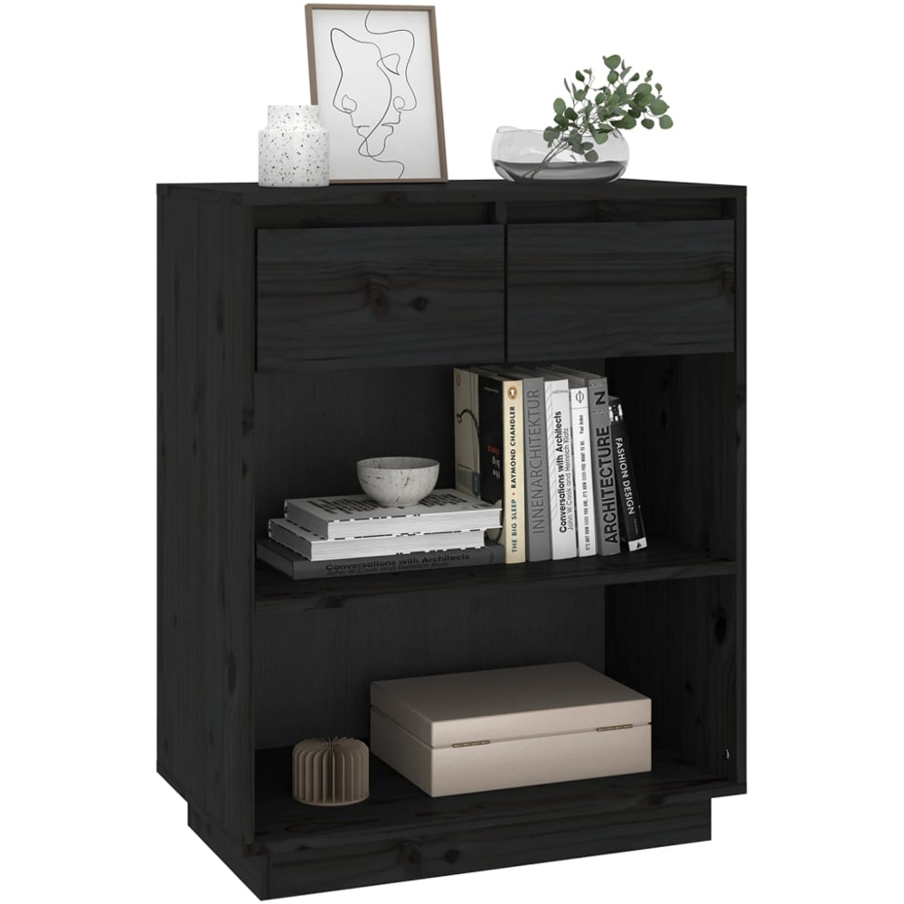 vidaXL 2 Drawer 2 Shelf Black Console Cabinet Image 3