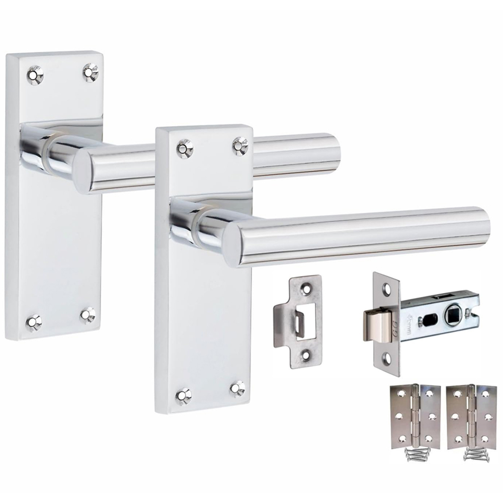 Golden Grace Victorian Straight T-Bar Polished Chrome Latch Handles 5 Pack Image 2