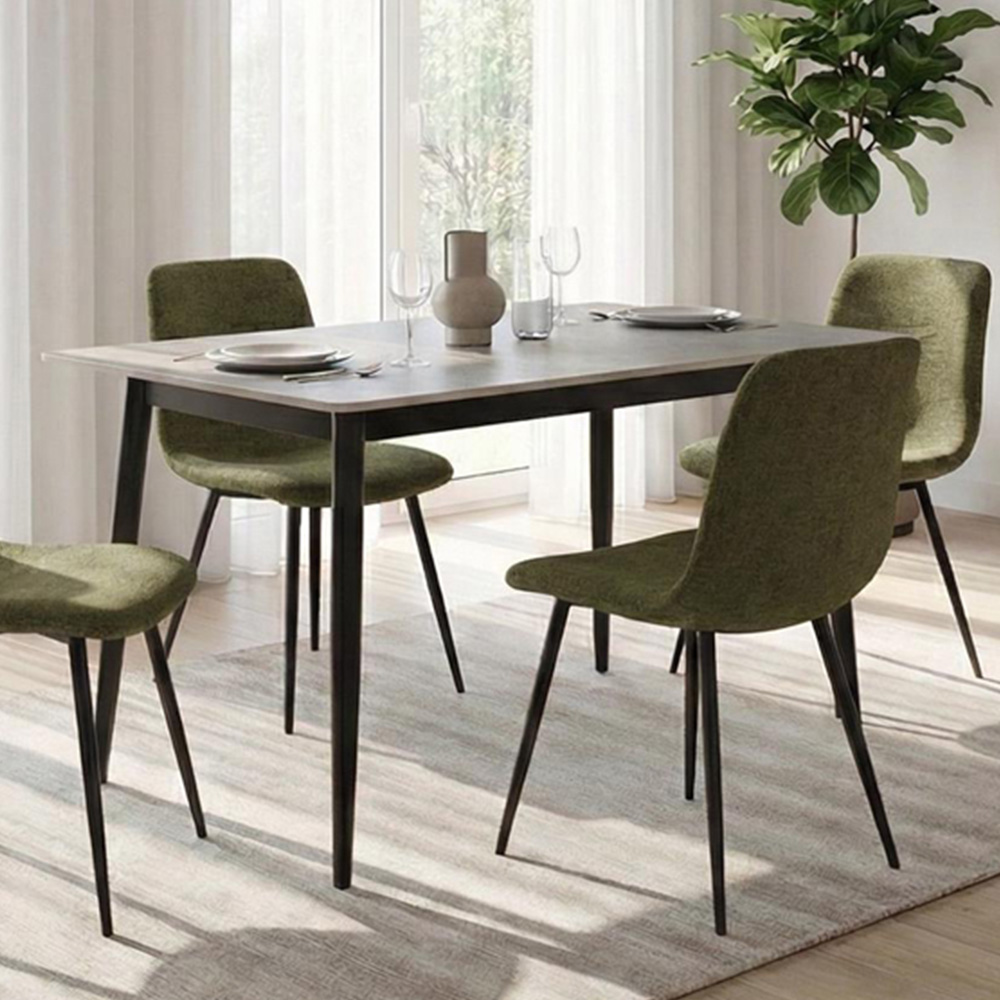 FWStyle Nova 4 Seater Sintered Stone Marble Effect Heat Resistant Fixed Top Dining Table Grey Image 1