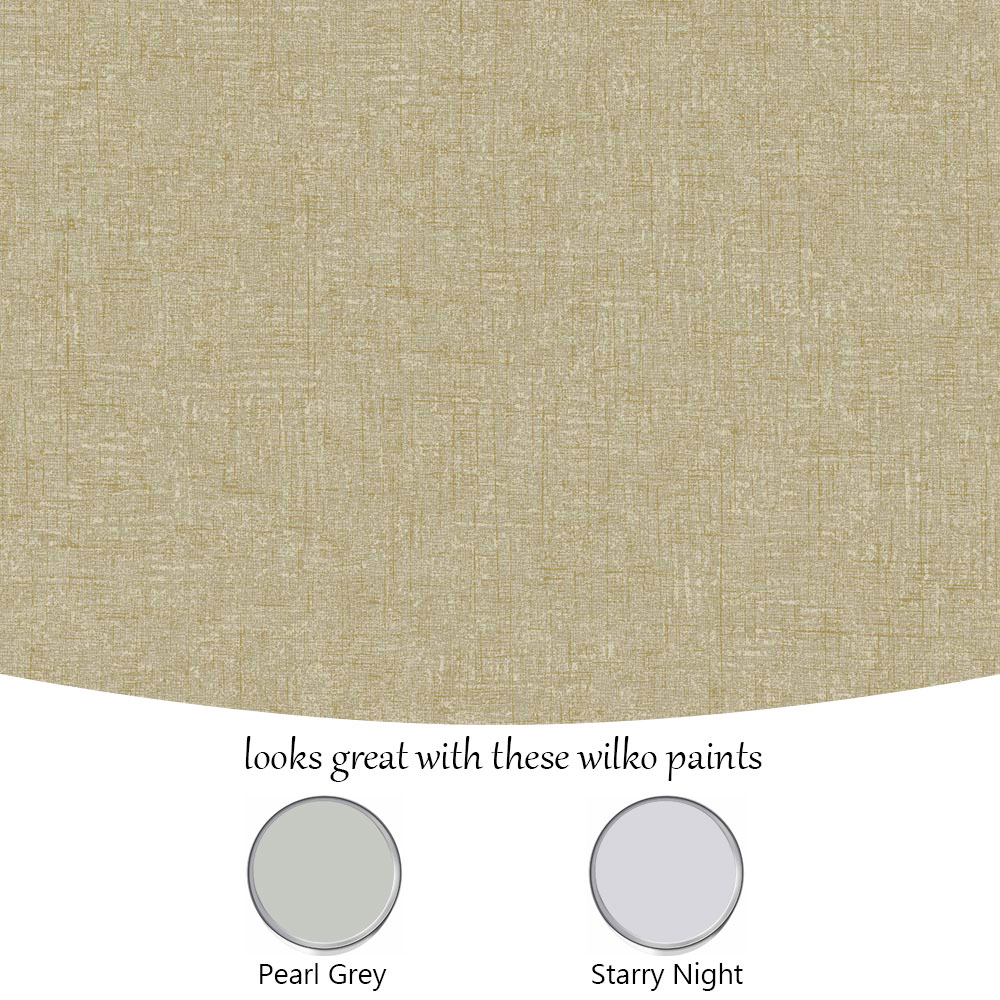 Grandeco Chenille  Plain Fabric Metallic Effect Gold Wallpaper Image 4
