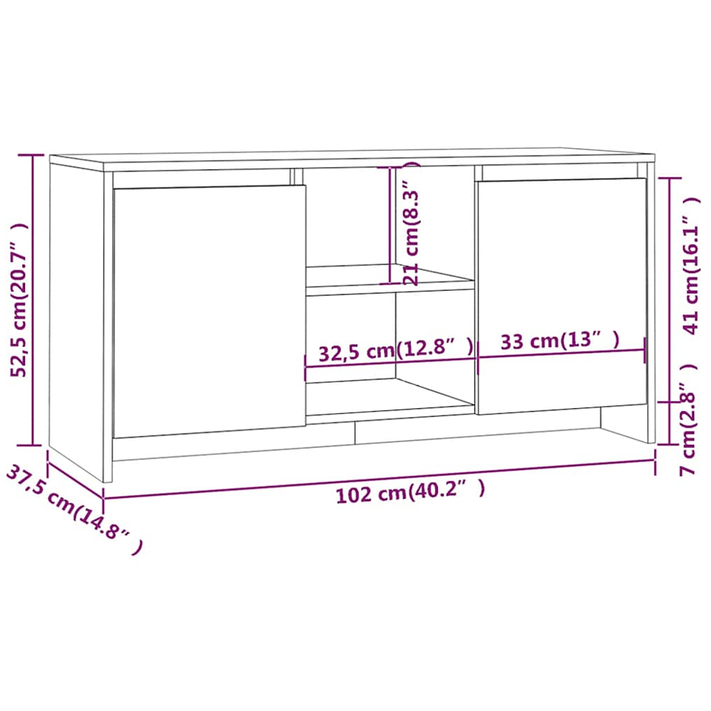 vidaXL 2 Door 2 Shelf Sonoma Oak TV Cabinet Image 9